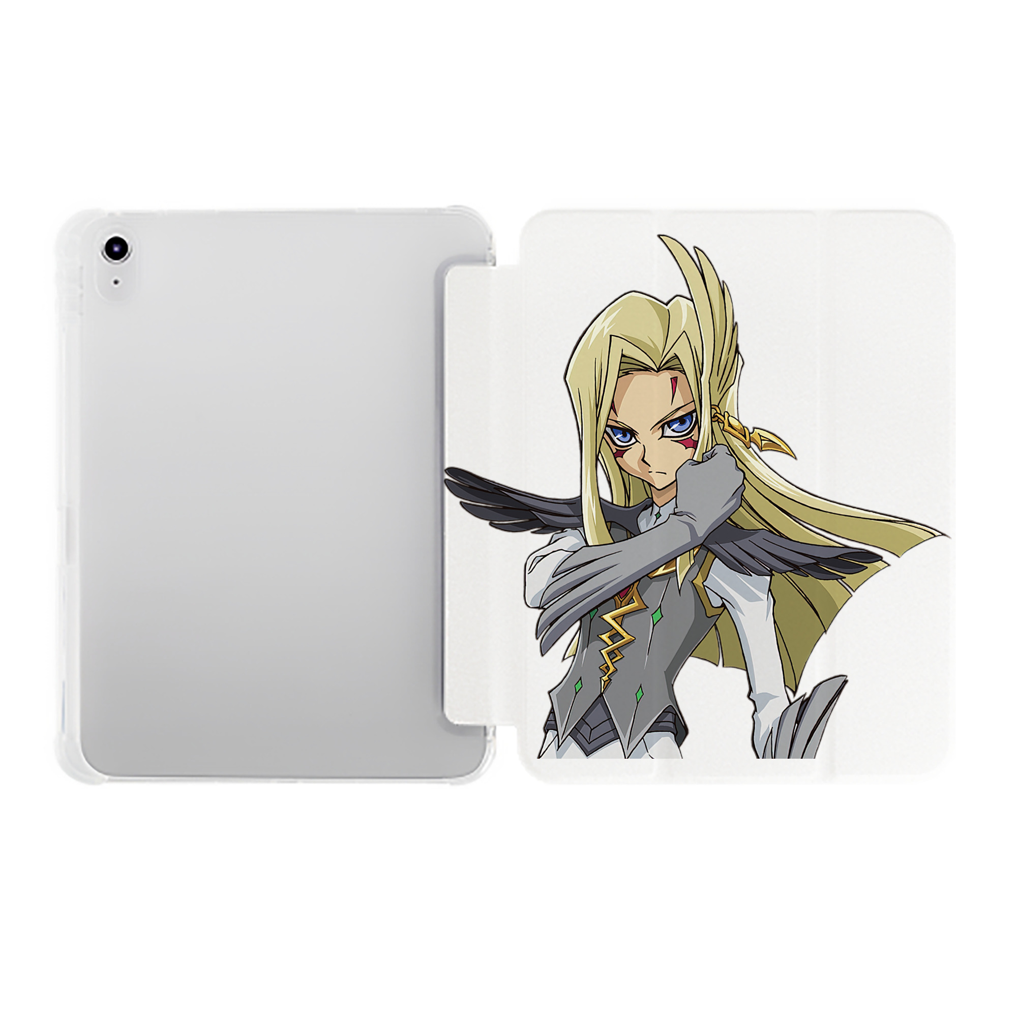 （画像用） 遊☆戯☆王 Yu-Gi-Oh! IPad ケース ペン収納付き 三つ折りスタンド PUレザー×シリコン 対応機種9.5/10.5/10.9インチ